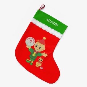 Grande Chaussette De Noël Elfe mignon