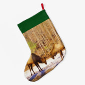 Grande Chaussette De Noël Elk dans la neige (Dos (Accrochage))