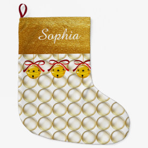 Grande Chaussette De Noël Emballage de bulle d'or monogramme