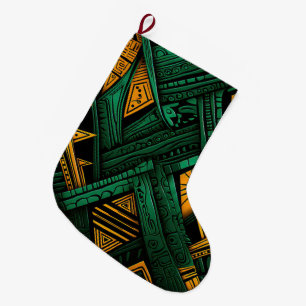 Grande Chaussette De Noël Emerald Ankara Elegance - Green African Ankara
