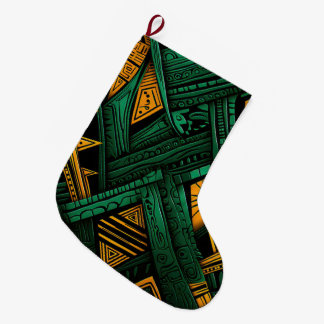 Grande Chaussette De Noël Emerald Ankara Elegance - Green African Ankara