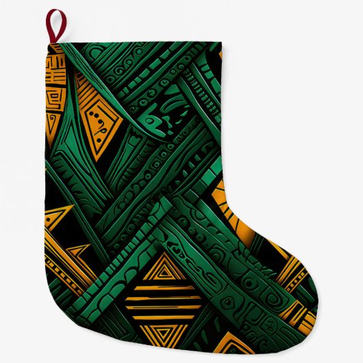 Grande Chaussette De Noël Emerald Ankara Elegance - Green African Ankara (Devant)