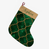 Grande Chaussette De Noël Emerald Moroccan Pattern – Luxury Style (Devant (Accrochage))