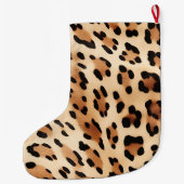 Grande Chaussette De Noël Empreinte de léopard blanc Brown (Dos)