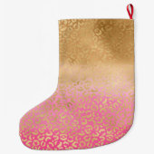 Grande Chaussette De Noël Empreinte de léopard d'or Girly Pink (Dos)