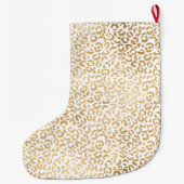 Grande Chaussette De Noël Empreinte de léopard Gold White Glam (Dos)