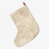Grande Chaussette De Noël Empreinte de léopard Gold White Glam (Dos (Accrochage))