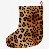 Grande Chaussette De Noël Empreinte de léopard noir Brown (Dos)