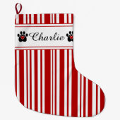 Grande Chaussette De Noël Empreinte de patte et Sucre de canne de l'animal (Devant)