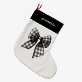 Grande Chaussette De Noël En vichy noir et blanc coché (Devant (Accrochage))