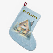 Grande Chaussette De Noël Enchanted Pink Winter Village Stocking (Devant (Accrochage))