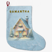 Grande Chaussette De Noël Enchanted Pink Winter Village Stocking (Devant)