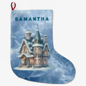 Grande Chaussette De Noël Enchanted Snowy Castle Personalized Stocking (Devant)