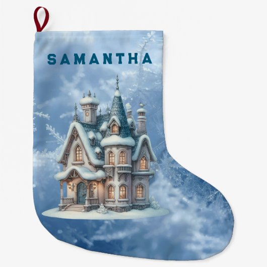 Grande Chaussette De Noël Enchanted Snowy Castle Personalized Stocking (Devant)
