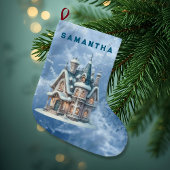 Grande Chaussette De Noël Enchanted Snowy Castle Personalized Stocking