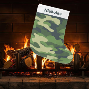 Grande Chaussette De Noël Enfants sur mesure Cool de camouflage vert