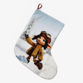 Grande Chaussette De Noël Enjoying A Snow Day (Devant (Accrochage))