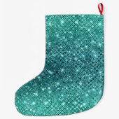 Grande Chaussette De Noël Éperche verte Turquoise Aqua (Dos)