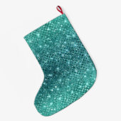Grande Chaussette De Noël Éperche verte Turquoise Aqua (Dos (Accrochage))