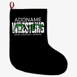 Grande Chaussette De Noël Équipe de lutte AJOUTER TEXTE École Varsity Lutteu