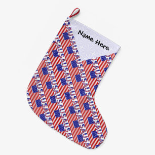 Grande Chaussette De Noël États-Unis d'Amérique Drapeau USA Personnalisé en