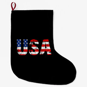 Grande Chaussette De Noël États-Unis Drapeau américain Drapeau US National P