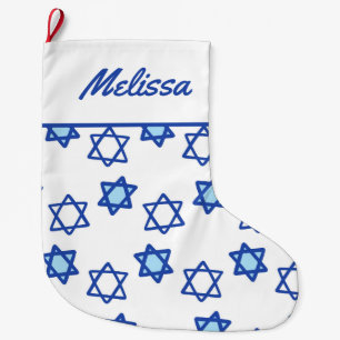 Grande Chaussette De Noël Étoile bleue de David Hanoukka Stocking