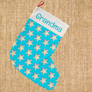 Grande Chaussette De Noël Étoile de mer scintillante personnalisée pour Noël