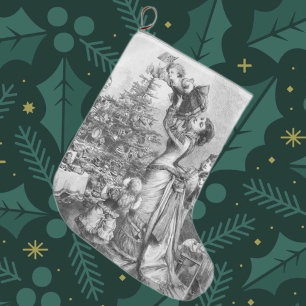 Grande Chaussette De Noël Étoile de Noël victorienne