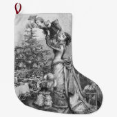 Grande Chaussette De Noël Étoile de Noël victorienne (Devant)