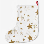 Grande Chaussette De Noël Étoiles de Parties scintillant en or bleu (Dos)