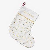 Grande Chaussette De Noël Étoiles Dorées Souvenir de Noël  (Devant (Accrochage))