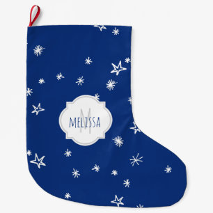 Grande Chaussette De Noël Étoiles scintillantes Monogramme Noël Stocking