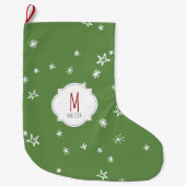 Grande Chaussette De Noël Étoiles scintillantes Monogramme Noël Stocking (Devant)
