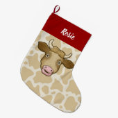 Grande Chaussette De Noël Étonné Vache Noël Stocking (Devant (Accrochage))