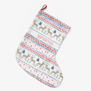 Grande Chaussette De Noël Fairisle scandinave du renne nordique personnalis