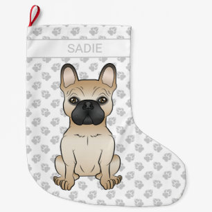 Grande Chaussette De Noël Faite Avec Masque Noir Chien-Chien-Chien Français 