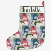 Grande Chaussette De Noël Famille Snowman (Dos)