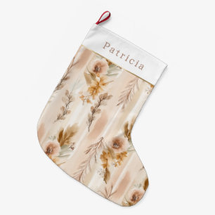 Grande Chaussette De Noël Fard à joues crème Fleurs Boho Noël