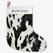 Grande Chaussette De Noël Farm Black Cream Cow Print Christmas (Devant)