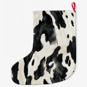 Grande Chaussette De Noël Farm Black Cream Cow Print Christmas (Dos)