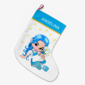 Grande Chaussette De Noël Fée céleste & Étoiles (Devant (Accrochage))
