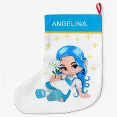 Grande Chaussette De Noël Fée céleste & Étoiles (Dos)