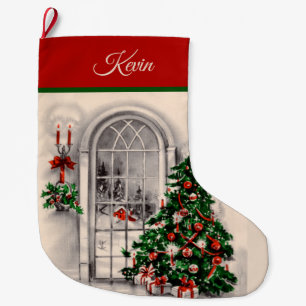 Grande Chaussette De Noël Fenêtre de Noël
