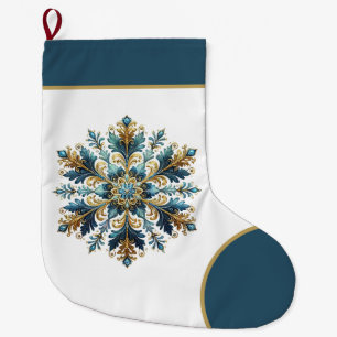 Grande Chaussette De Noël Festin bleu or fabuleux nom d'ajout