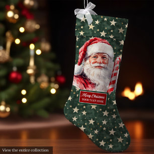 Grande Chaussette De Noël Festive Noël Vintage Père Noël Stocking
