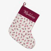 Grande Chaussette De Noël Festive Red Holly Pip Berries Monogrammé (Devant (Accrochage))