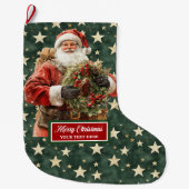 Grande Chaussette De Noël Festive Santa Claus Stocking Nom personnalisé (Devant)