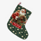 Grande Chaussette De Noël Festive Santa Claus Stocking Nom personnalisé (Devant (Accrochage))