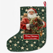 Grande Chaussette De Noël Festive Santa Claus Stocking Nom personnalisé (Dos)